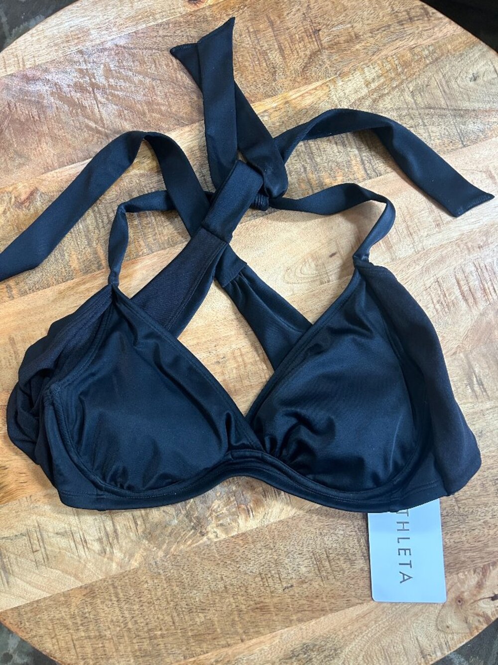 NWT - ATHLETA Wrap Bikini 34 B/C Black Swim Top (Top Only) - N